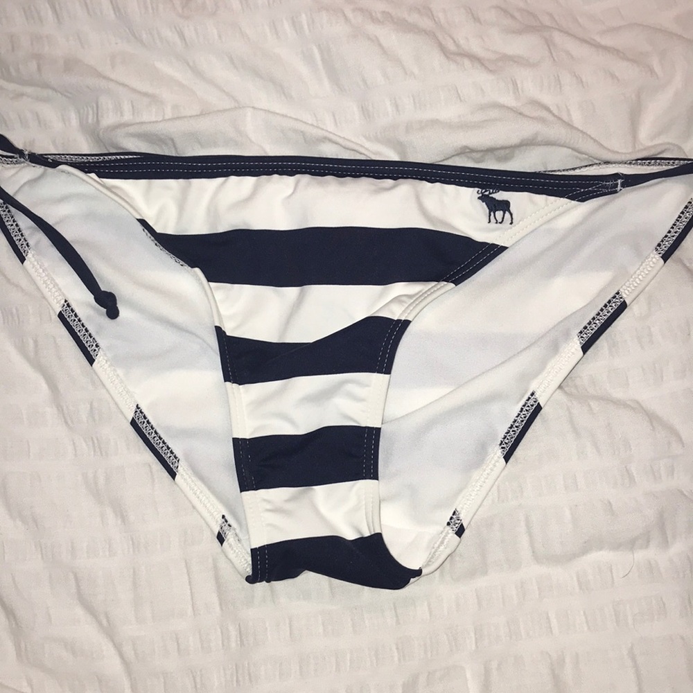 Navy Blue & White Stripped Bikini Bottoms